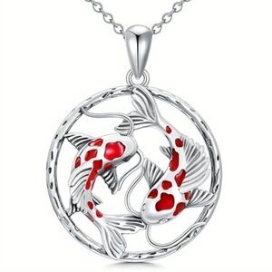 “Koi Fish” Nishikigoi Spotted Brocaded Carp Japanese Lily Pond Yin Yang Necklace